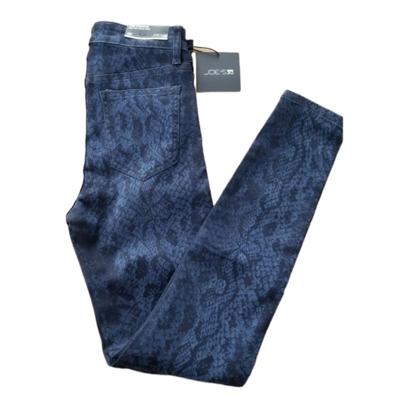 Joe's The Charlie High-Rise Skinny Ankle Black & Blue Snake Print Jeans Sz 27 - Picture 2 of 7